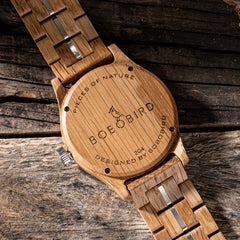 BOBO BIRD Montre en bois BOBO BIRD à quartz avec calendrier pour homme, marque de luxe originale, montre en bois pour homme 2024, nouvelle arrivée.