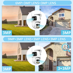 9MP 6MP Wifi caméra IP extérieure PTZ sécurité trois objectifs double écran Ai détection humanoïde suivi automatique caméra de Surveillance iCSee