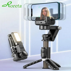 Roreta bureau suivant le Mode de prise de vue stabilisateur de cardan perche à Selfie trépied avec lumière de remplissage pour téléphone portable Smartphone