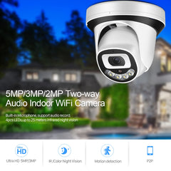 BESDER – caméra de Surveillance dôme IP WiFi HD 2MP/3MP/5MP, Audio sans fil, Vision nocturne IR/couleur, grand Angle, avec fente SD