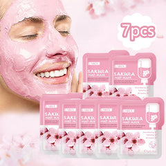 LAIKOU 7 pièces japon Sakura boue masque facial nettoyant blanchissant hydratant contrôle de l'huile Anti-âge masque à l'argile packs soins de la peau du visage