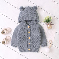 Sweat à capuche tricoté pour bébé fille et garçon de 0 à 24 mois, veste chaude d'automne à manches longues, vêtements d'extérieur