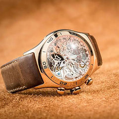 Reef Tiger-Montres Automatiques Seton pour Homme, Modules Or Rose, Bracelet Cuir Tourbillon, Montre dehors Étanche, Luxe, RIncome 703