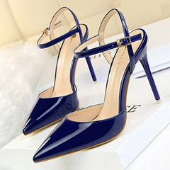 BIGTREE chaussures mode talons hauts chaussures en cuir verni femme pompes Sexy femmes talons bleu argent talons aiguilles femmes sandales 2025