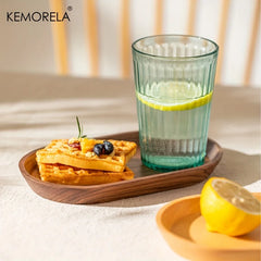 KEMORELA 1 pièces vaisselle assiette à Dessert ronde en bois massif plateau en bois de style japonais assiette à collation assiette de fruits secs assiette en bois