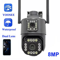 Caméra IP Yoosee 4K 8MP double objectif IP PTZ extérieure étanche IP66 suivi automatique Audio bidirectionnel couleur Vision nocturne caméra de sécurité