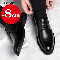 3/6/8 CM chaussures d'ascenseur hommes chaussures habillées noir en cuir souple hommes rehausser chaussures formelles décontracté hommes d'affaires Oxfords costume