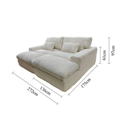Canapé-lit Double en velours côtelé de luxe, Style italien rétro, pour salon, Compression sous vide, lavable, personnalisable