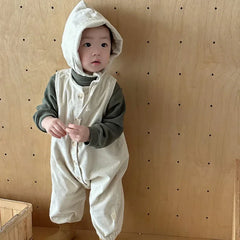 Ensemble barboteuse et chapeau en velours côtelé pour bébé garçon et fille, costume imbibé de glaçure pour tout-petits, vêtements d'automne et d'hiver