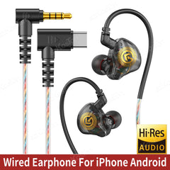 Écouteurs filaires 3.5mm Type C puce numérique dans l'oreille casque filaire avec micro pour iPhone 15 Android Samsung