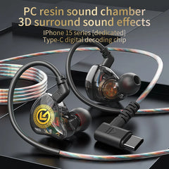 Écouteurs filaires 3.5mm Type C puce numérique dans l'oreille casque filaire avec micro pour iPhone 15 Android Samsung
