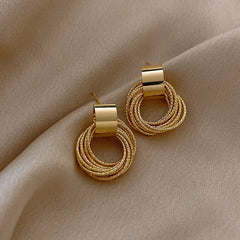 Boucles d'oreilles rétro en métal couleur or pour femmes, petit cercle Multiple, bijoux coréens, mode fête de mariage, cadeau