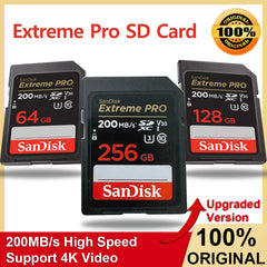 Carte SD SanDisk Extreme PRO 512G 256G 128G 64G 32G U3 4k lecture jusqu'à 200 mo/s C10 V30 UHS-I cartes mémoire SDHC/SDXC pour appareil photo