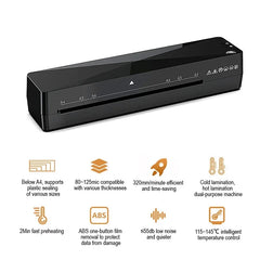 Machine à plastifier à chaud et à froid A4, pour bureau thermique professionnel, pour documents, photos, emballage Blister, rouleau de Film plastique