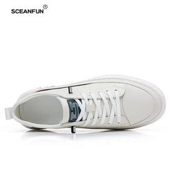 Mocassins de Luxe en Cuir Souple Blanc pour Homme, Chaussures de Printemps, artificiel évateur, Hauteur Augmentée de 5cm, Baskets, 2024