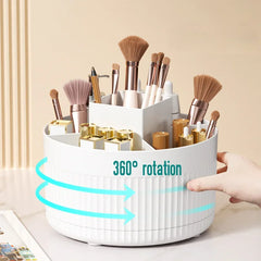 360 ° Boîte de rangement de maquillage rotative, organisateur de maquillage de bureau, porte-brosse cosmétique, rouge à lèvres, porte-crayon à sourcils, conteneur de bijoux