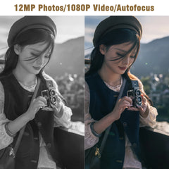 CHUZHAO Mini appareil photo numérique vintage Autofocus 12MP, 1080P FHD vidéo Vlogging appareil photo portable pour Noël anniversaire cadeau idéal