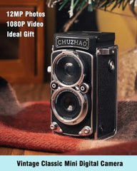 CHUZHAO Mini appareil photo numérique vintage Autofocus 12MP, 1080P FHD vidéo Vlogging appareil photo portable pour Noël anniversaire cadeau idéal