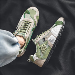 Chaussures de sport décontractées pour hommes, mocassins quatre saisons, baskets en cuir à lacets, confortables et respirantes, personnalité de conception tendance
