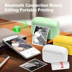 304DPI imprimante thermique de poche Bluetooth Mini imprimante Photo Portable sans fil iOS Android impression et 57mm rouleaux de papier de couleur blanche