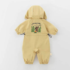 MILANCEL Barboteuse d'automne pour bébé de 0 à 2 ans, veste d'extérieur unisexe, combinaison décontractée à capuche Double couche, vêtements d'extérieur chauds pour tout-petits