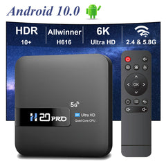 H20PRO Smart Android TV Box Android 10.0 16GB 2.4 & 5G WIFI 4K lecteur multimédia TV Box Android Play Store très rapide 1080P décodeur
