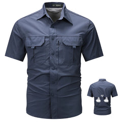 Chemise d'été à manches courtes pour hommes, chemise de travail tactique respirante, hauts d'extérieur décontractés, séchage rapide, multi-poches, chemises Cargo de Camping