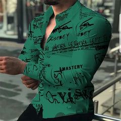 Chemises hawaïennes à manches longues pour hommes, chemise avec lettres à la mode, chemisiers Lepal noirs et blancs, chemisier de plage à simple boutonnage, Camisa Vocation