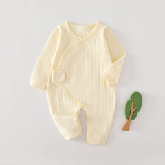 AYNIGIELL printemps et automne 0-6 mois barboteuses pour bébé nouveau-né filles et garçons 100% coton vêtements nouveau-né bébé couleur unie combinaison