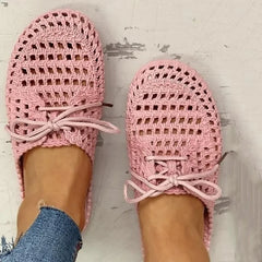 Sandales d'été à bout creux pour femmes, pantoufles plates, décontractées, pour l'extérieur, plage, couleur unie, respirantes, douces, à trous