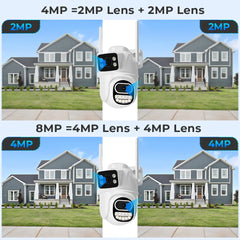 Caméra de surveillance extérieure PTZ IP WiFi HD 8MP/4K, dispositif de sécurité étanche, avec vision nocturne infrarouge, pour maison connectée