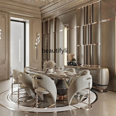 Esmt163 chaise de salle à manger design de luxe léger italien chaise de villa de luxe haut de gamme grandes chaises de table à manger plates