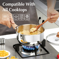 KOCH SYSTEME CS casserole en acier inoxydable 1QT/2QT/3QT Pot à lait antiadhésif avec poignée en bakélite résistante à la chaleur casseroles à Sauce Induction