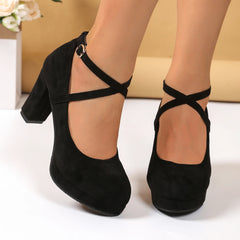 Femmes talons hauts Mary Jane chaussures sangle noir fête mariage bureau chaussures femme élégant luxe grande taille pompes Zapatos De Mujer