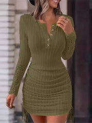 Robe d'automne pour femmes, col rond, manches longues, Sexy, épicée, ajustée aux hanches, avec cordon de serrage latéral réglable, nouvelle collection