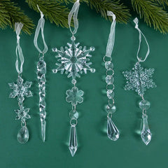 Flocon de neige en acrylique pour décoration de Noël, simulation de glace, arbre de Noël, ornement de confrontation, décorations pour la maison, cadeau de nouvel an, 2024, 2025, 5 pièces, 10 pièces