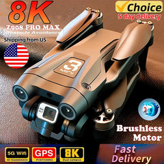 Z908 Pro Max GPS Drone sans brosse 8K HD double caméra flux optique évitement d'obstacles pliable quadrirotor RC Distance 9000M
