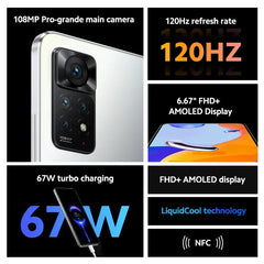 Global Rom Xiaomi Redmi Note 11 Pro 5G Smartphone 8GB 256GB 108MP caméra MTK Helio G96 Octa Core 120Hz affichage NFC