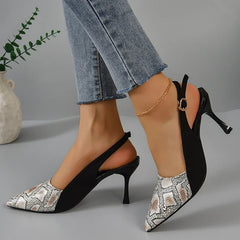 Lucyever-Mules à talons hauts pour femmes, sandales pointues, motif salle, chaussures à talons fins, sangle arrière, mode 2025, nouveau
