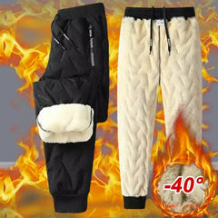 Hiver vers le bas coton pantalon hommes en plein air en peluche épais velours chaud pantalons de sport Lambswol décontracté imperméable coupe-vent pantalon de Ski 7XL