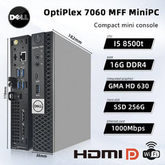 Pour Dell Mini pc OptiPlex 7060 MFF Mini ordinateur de bureau utilisé Micro PC Intel Core i5-8500T 16GB 256GB SSD WiFi pour bureau maison