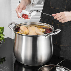 Grand pot en acier inoxydable, idéal pour soupes, ragoût et plus encore, Durable, facile à nettoyer, Gadget de cuisine essentiel, 1 pièce