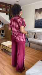 Ensemble Deux Pièces Décontracté pour Femme, T-shirt à Manches Courtes et Col Rond, Pantalon à Jambes Larges Imprimé, Mode d'Été