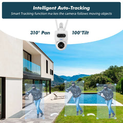 KERUI-Caméra de surveillance extérieure PTZ IP HD 5K 10MP, dispositif de sécurité sans fil, étanche, avec vision nocturne intelligente et détection de mouvement