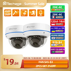 Techage-Caméra de surveillance intérieure IP PoE HD 5MP, dispositif de sécurité domestique, anti-vandalisme, avec vision nocturne infrarouge, audio unidirectionnel, détection AI