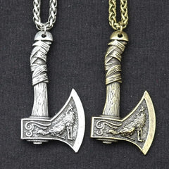Collier rétro tendance pour hommes, pendentif Double face Viking Tomahawk, corbeau Prairie Wolf, accessoire en métal, bijoux de fête