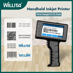 Pistolet d’impression à jet d’encre portable Willita 12.7 mm | Codage sur surfaces plastiques pour dates d’expiration, numéros de lot, QR/code-barres et logos