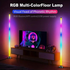 EISSLOLY 2 pièces lampadaire RGB Intelligent APP contrôle musique éclairage d'angle synchronisé décoration de salle lumières sur pied