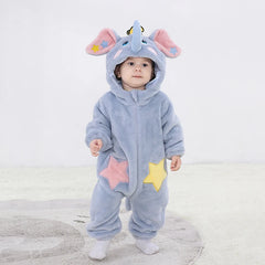 Kigurumis joli éléphant nouveau-né bébé vêtements body hiver flanelle garçons filles barboteuse chaud Cosplay Costume tenue à capuche