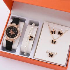 Montres papillon en perles roses pour femmes, montre-Bracelet décontractée avec strass, Simple, horloge à Quartz pour dames